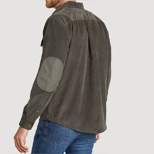 Eddie Bauer Men's Faultline Corduroy Shirt Jacket Elbow Patch Gray Medium NEW
